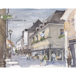 Digitalisierte Aquarellansicht einer Straße